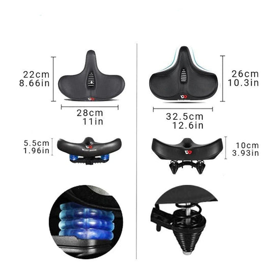 Selle de vélo large – Design ergonomique absorbant les chocs