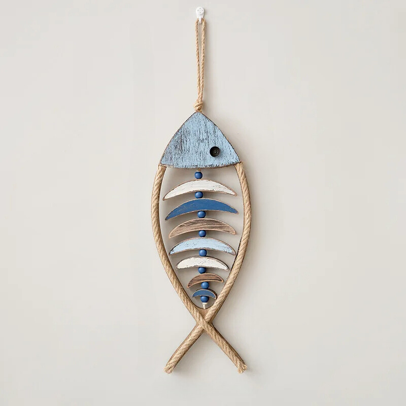 Holz Fisch Dekoration - Rustikales Maritimes Wohnaccessoire