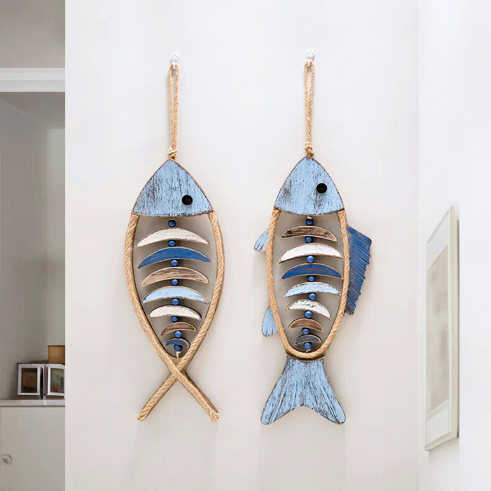 Holz Fisch Dekoration - Rustikales Maritimes Wohnaccessoire