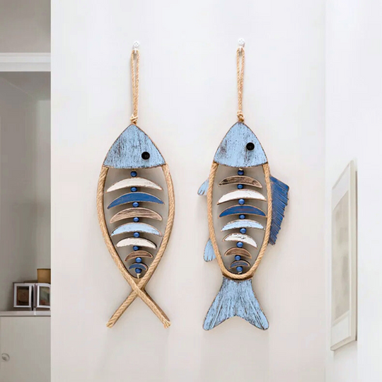 Holz Fisch Dekoration - Rustikales Maritimes Wohnaccessoire