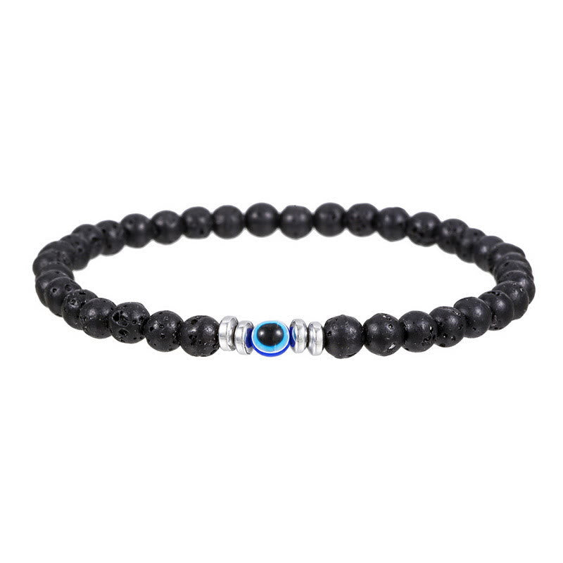 Herrenarmband - 4mm Naturstein mit Bösem-Auge-Perle