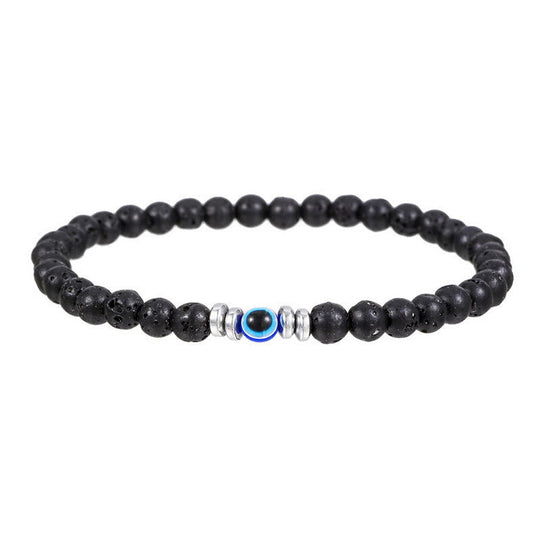 Herrenarmband - 4mm Naturstein mit Bösem-Auge-Perle