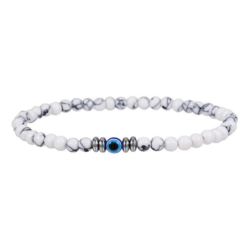 Herrenarmband - 4mm Naturstein mit Bösem-Auge-Perle