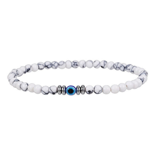 Herrenarmband - 4mm Naturstein mit Bösem-Auge-Perle