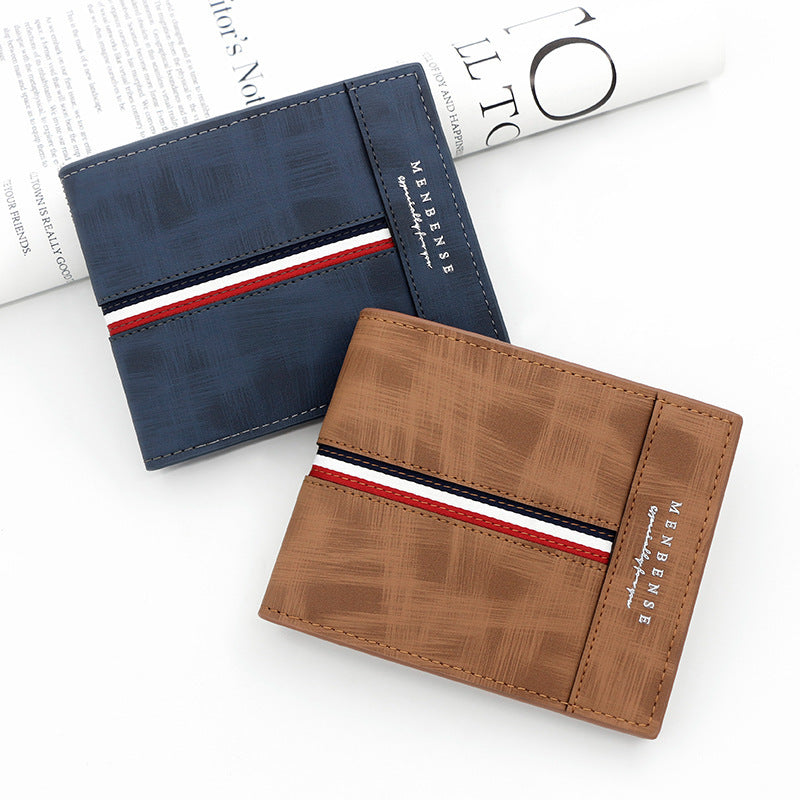 Portefeuille homme bifold avec coutures doubles