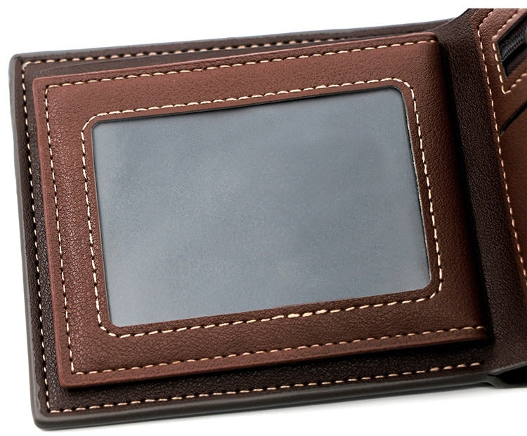 Portefeuille homme bifold avec coutures doubles