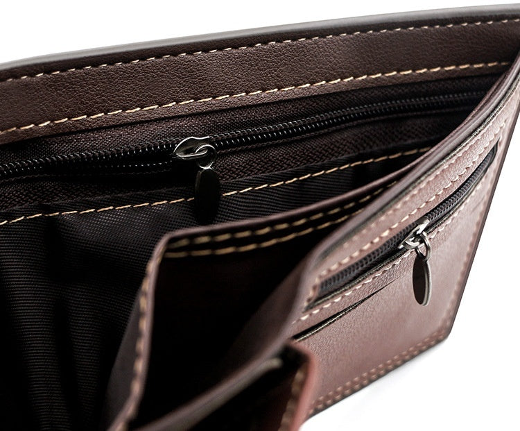 Portefeuille homme bifold avec coutures doubles