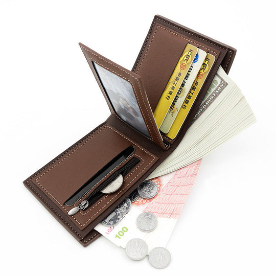 Portefeuille homme bifold avec coutures doubles