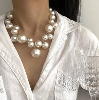 Women's Pearl Necklace | Large Statement Beaded Choker