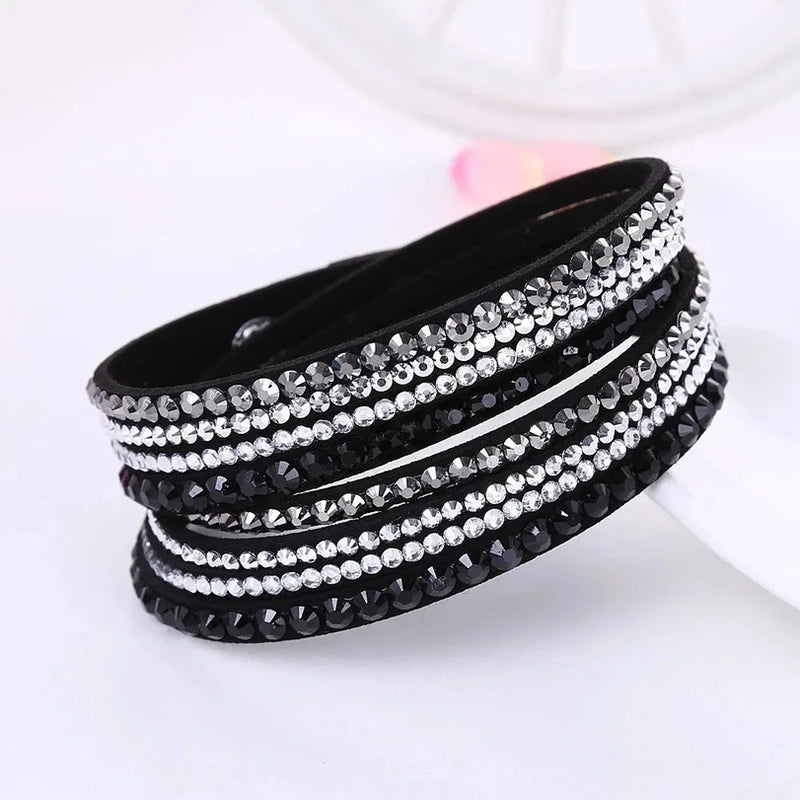Black Wrap Bracelet for Women | Multilayer Crystal Bead Jewelry