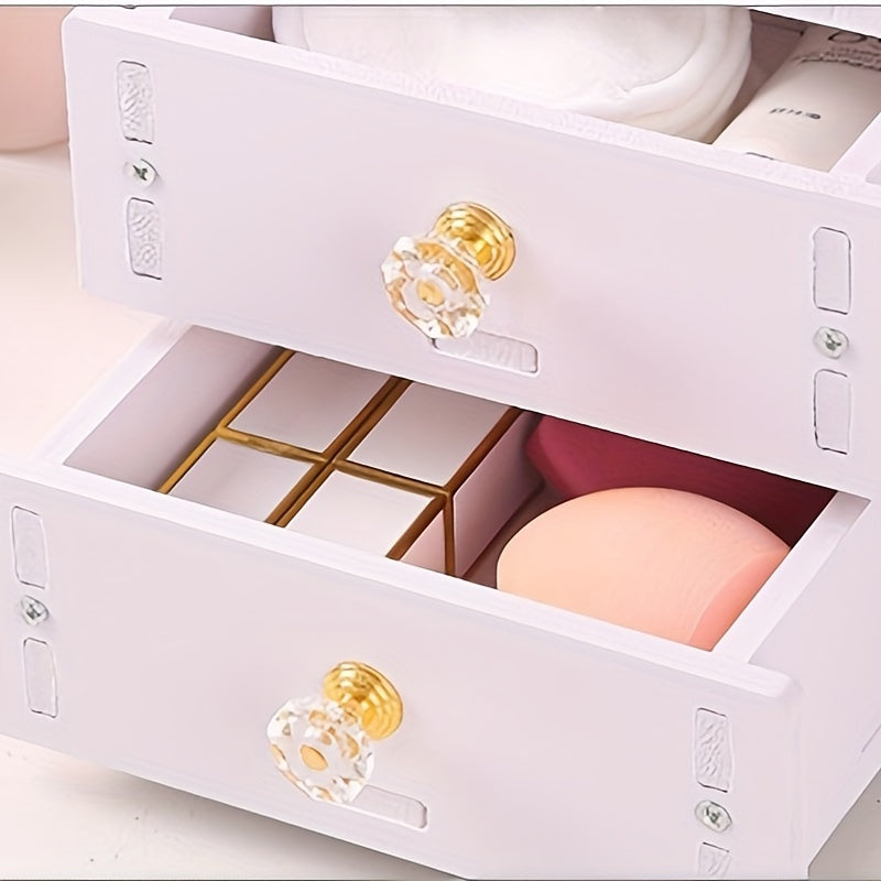Cute Cat-Ear Makeup Mirror with Storage Drawers | Tabletop Vanity Organizer