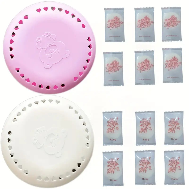 12er-Pack Lufterfrischer Tabletten | Duft Rose & Sakura für Zuhause, Auto & Schrank