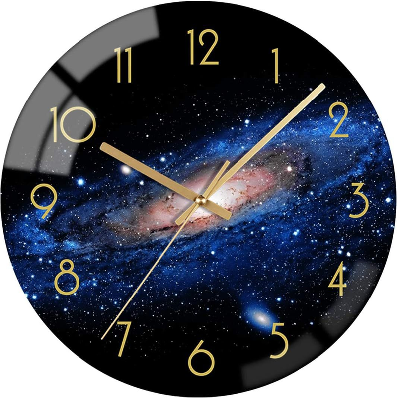 Orologio da parete in vetro a tema galassia | Orologio decorativo moderno per la casa