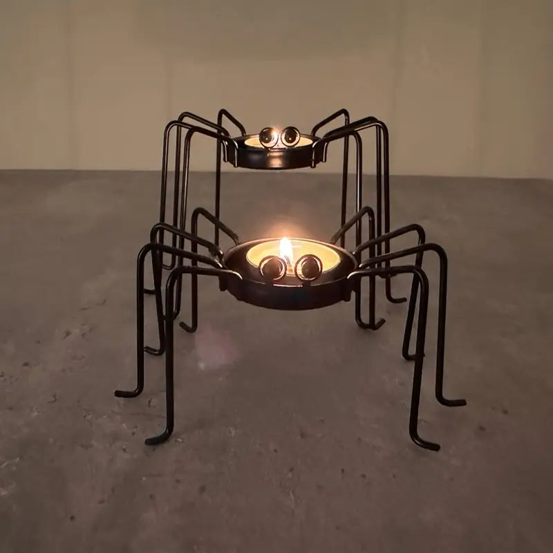Set of 2 Metal Spinning Candle Holders | Halloween &amp; Holiday Table Decorations