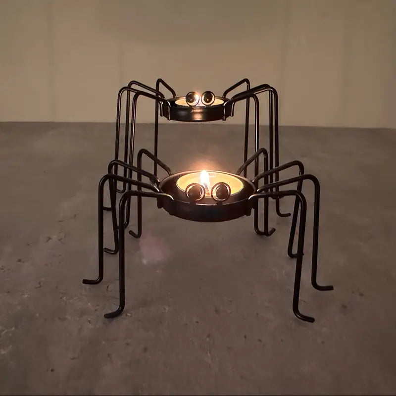 Set of 2 Metal Spinning Candle Holders | Halloween &amp; Holiday Table Decorations