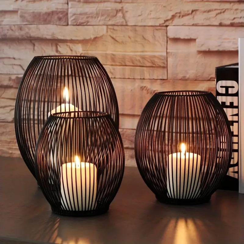 Ensemble moderne de chandeliers en métal | Ornement de table géométrique &amp; centre de table