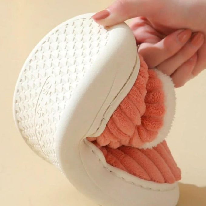 Pantofole da Donna Calde con Fodera in Pile | Scarpe Antiscivolo in Velluto a Coste per Interni