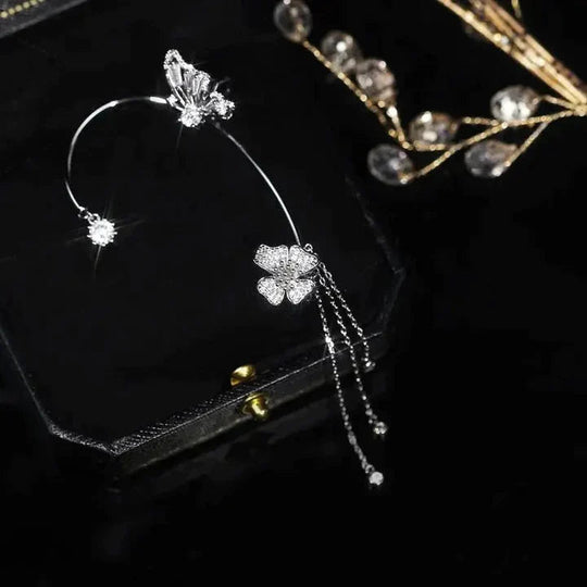 Orecchini Clip a Farfalla Scintillanti – Look di Lusso senza Foratura