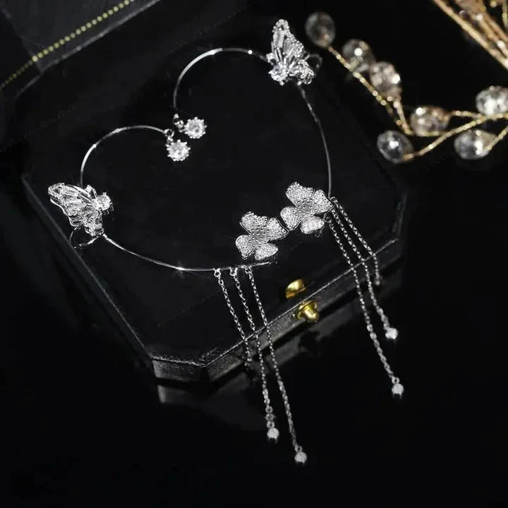 Orecchini Clip a Farfalla Scintillanti – Look di Lusso senza Foratura