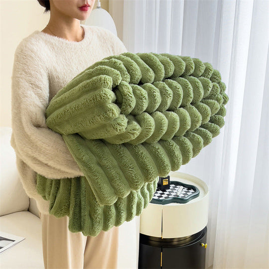 Ribbed Bunny Plush Fluffy Blanket - Soft, Warm and Stylish