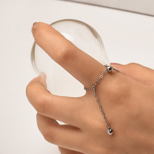 Bague Cœur Ajustable avec Pompon – Romantique &amp; Ludique
