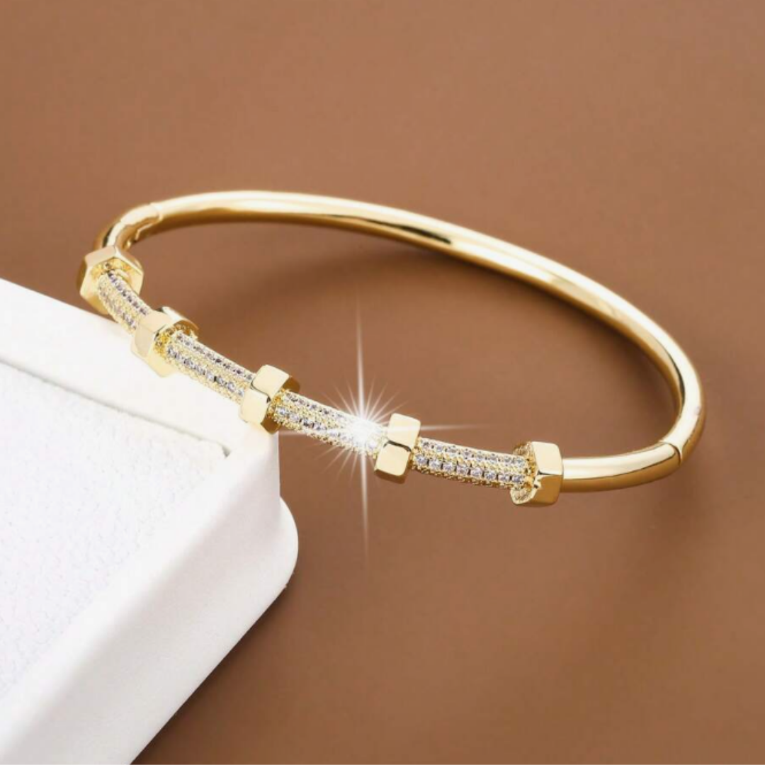 Vergoldetes Armband mit Moissanit-Besatz