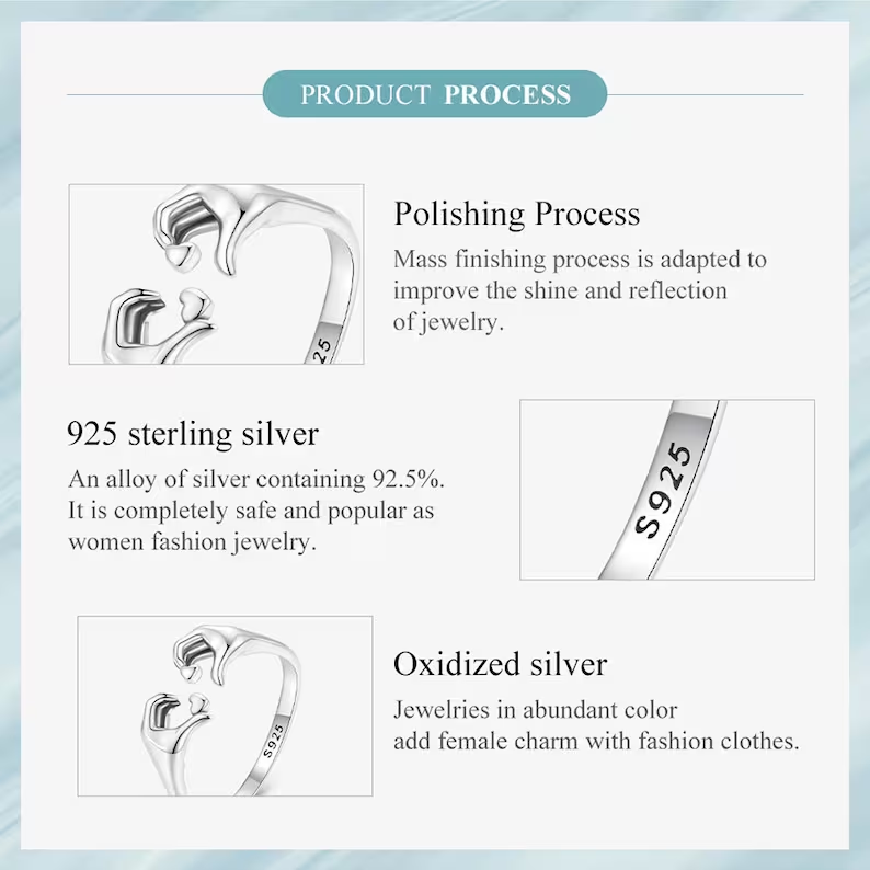 925 Sterling Silber Liebesumarmung Paarring