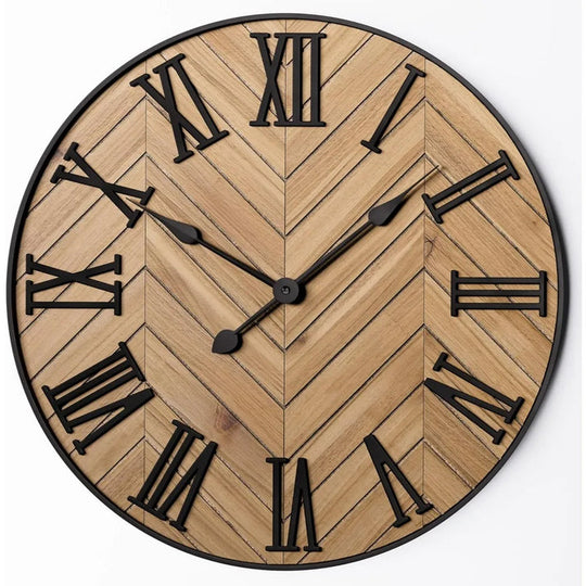 Horloge murale rustique avec grands chiffres romains