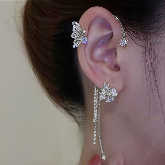 Orecchini Clip a Farfalla Scintillanti – Look di Lusso senza Foratura
