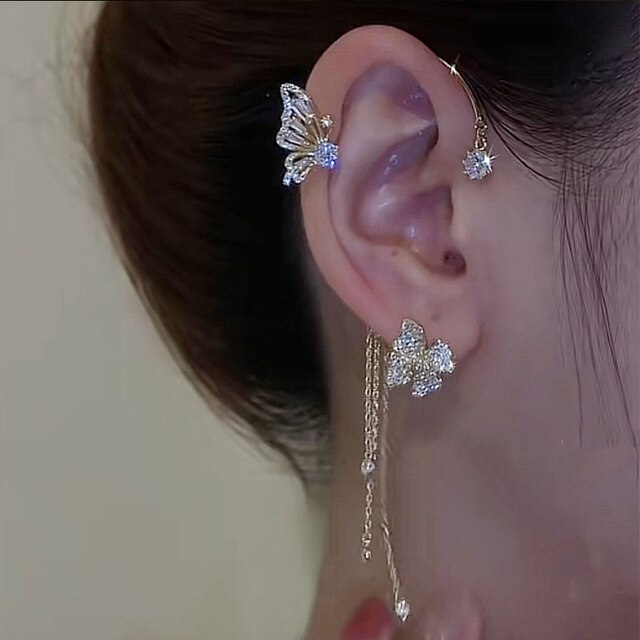 Orecchini Clip a Farfalla Scintillanti – Look di Lusso senza Foratura