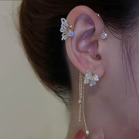 Orecchini Clip a Farfalla Scintillanti – Look di Lusso senza Foratura