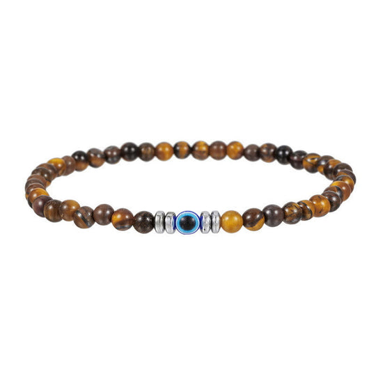 Herrenarmband - 4mm Naturstein mit Bösem-Auge-Perle