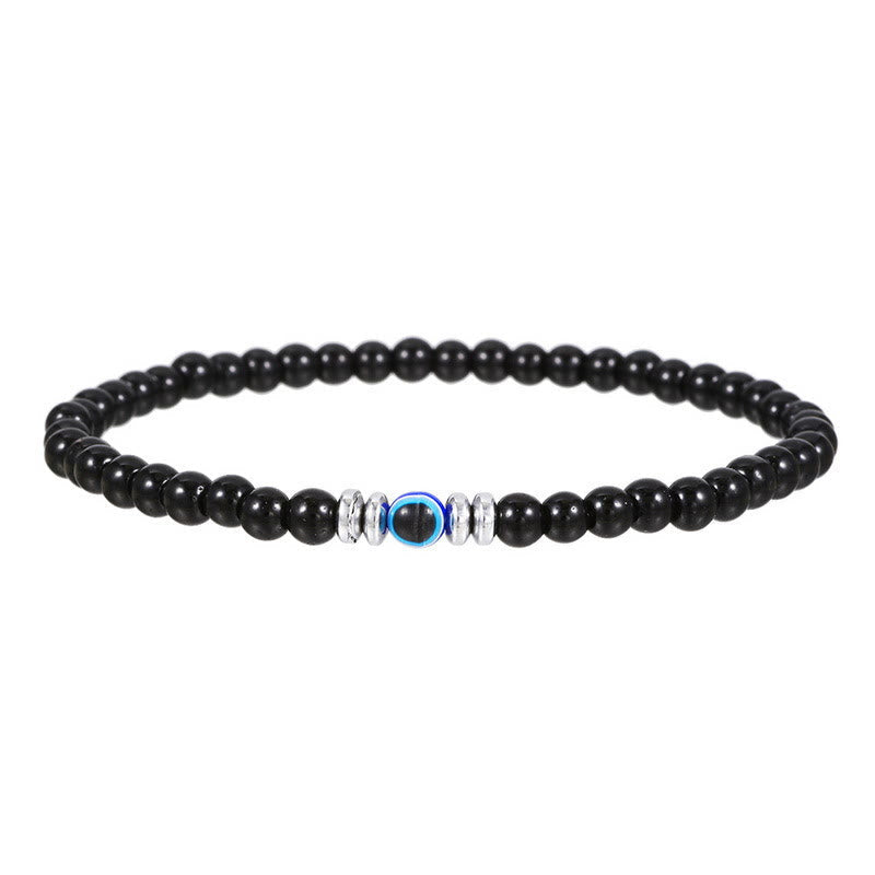 Herrenarmband - 4mm Naturstein mit Bösem-Auge-Perle