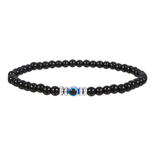 Herrenarmband - 4mm Naturstein mit Bösem-Auge-Perle