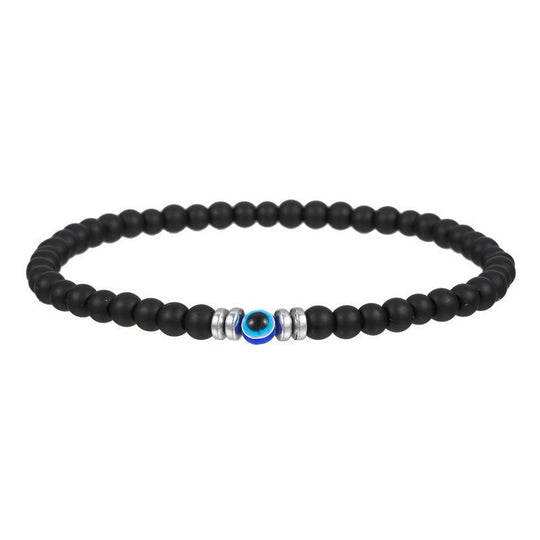 Herrenarmband - 4mm Naturstein mit Bösem-Auge-Perle