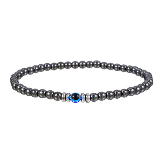 Herrenarmband - 4mm Naturstein mit Bösem-Auge-Perle