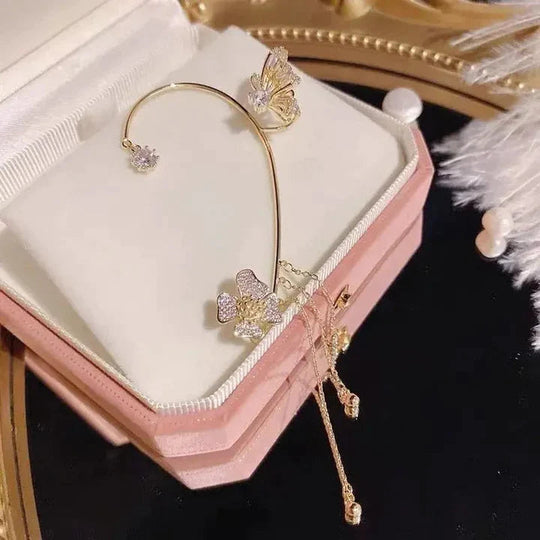 Orecchini Clip a Farfalla Scintillanti – Look di Lusso senza Foratura