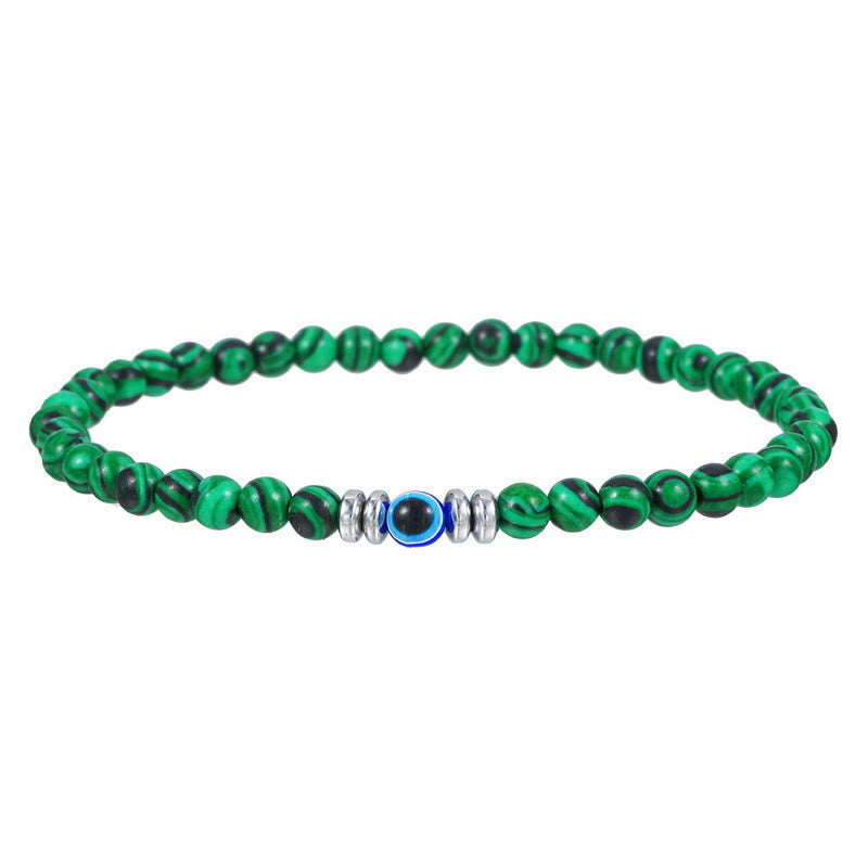 Herrenarmband - 4mm Naturstein mit Bösem-Auge-Perle