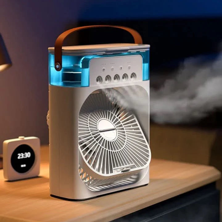 Mini Ventilator &amp; Luchtbevochtiger 2-in-1 – Draagbaar voor Bureau