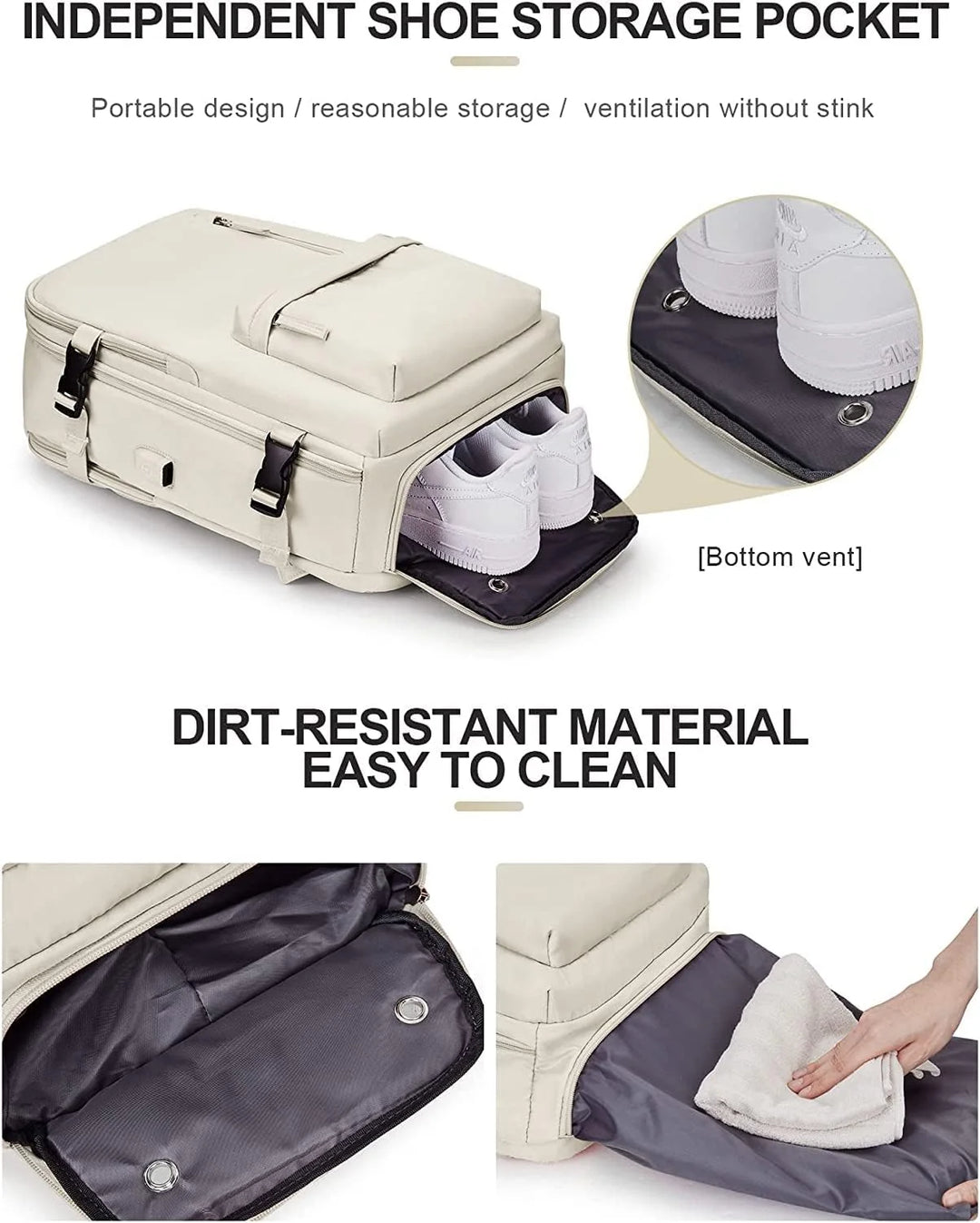 Reisrugzak 40L Waterdicht – Schoenvak, USB-poort &amp; Laptopvak