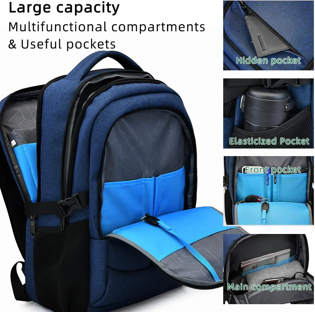 Waterdichte reislaptoprugzak met USB-poort en georganiseerde opbergruimte