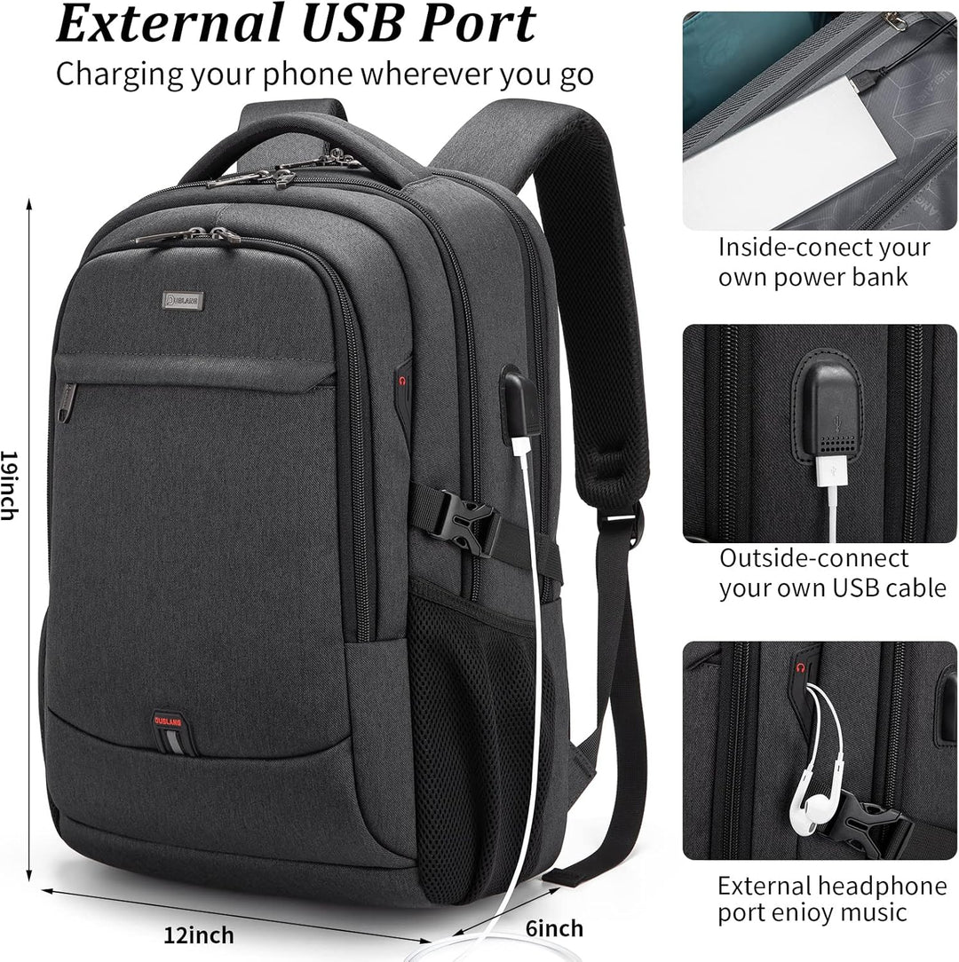 Waterdichte reislaptoprugzak met USB-poort en georganiseerde opbergruimte