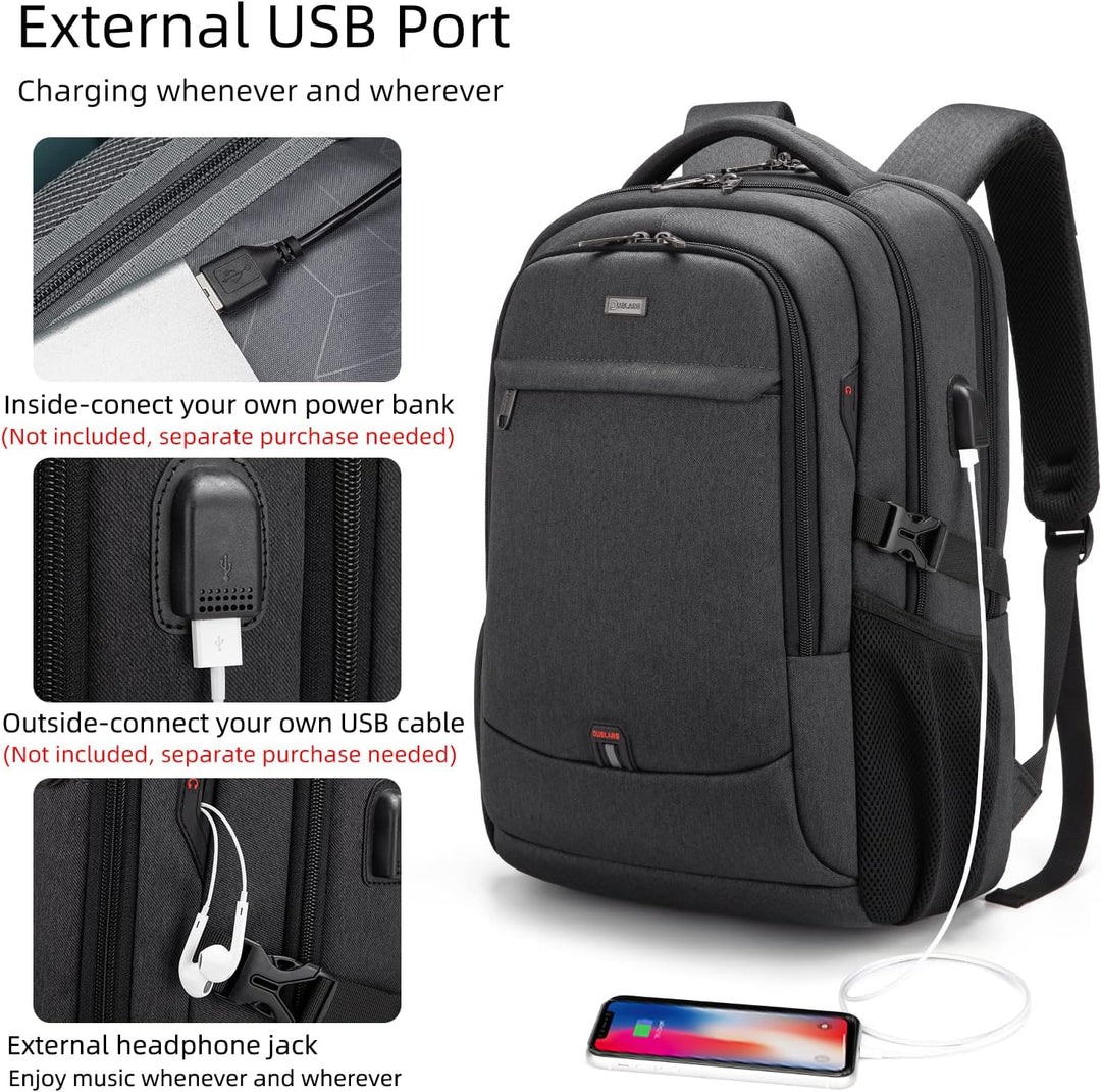 Waterdichte reislaptoprugzak met USB-poort en georganiseerde opbergruimte