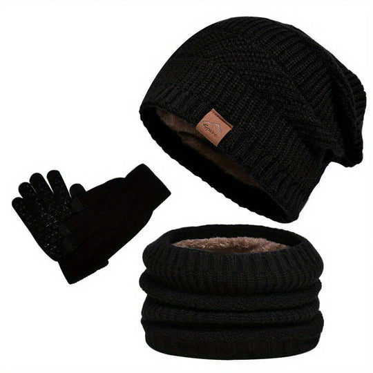 Winterset Heren 3-delig – Muts, Sjaal &amp; Touchscreen Handschoenen